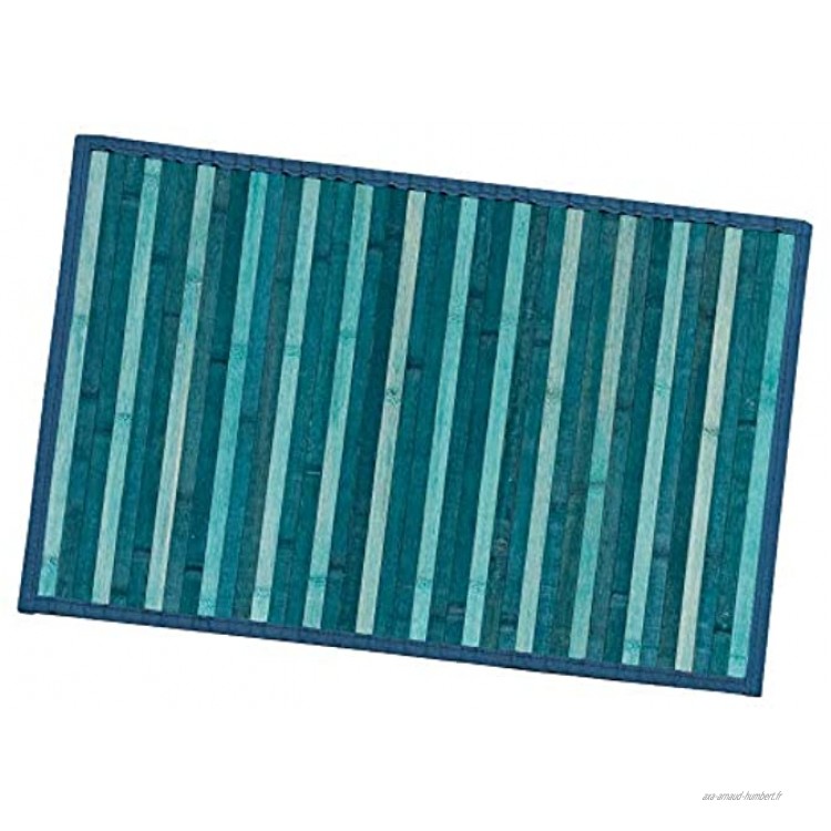 Bamboo Tapis en bois avec dos antidérapant disponible dans différentes mesures dégradé de couleurs Idéal pour cuisine chambre salle de bain 50x77 cm bleu