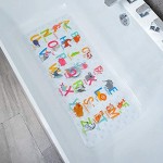 BEEHOMEE Tapis de bain antidérapant pour enfants résistant à la moisissure pour enfants tapis de bain antidérapant pour bébé 90 x 40 cm grand tapis de bain lettres de l'alphabet
