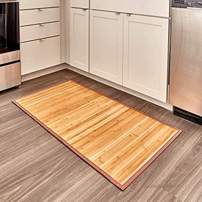 iDesign tapis de bain grand tapis cuisine couloirs salle de bain ou toilettes en bambou tapis de cuisine ou de salle de bain étanche marron clair
