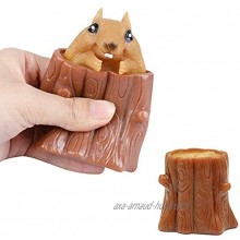 Jouet de compression de tasse de forme de souche d'arbre d'écureuil 1pc Jouet anti-stress avec porte-stylo écureuil mignon de qualité supérieure Parfait pour les enfants cadeau d'amis