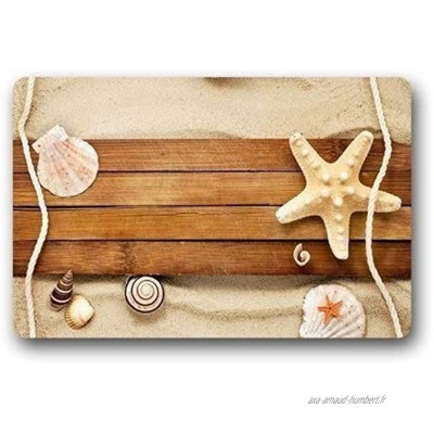 ZMvise Tapis de bain en flanelle Motif coquillages de sable et étoiles de mer