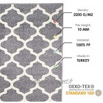 Carpeto Rugs Tapis de Passage Couloir Tapis au Mètre avec Motif Marocain Geometrique Modern Cuisine Entree Gris 80 x 300 cm