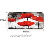GEEVOSUN Tapis Cuisine Devant Evier Antidérapant Tapis de Sol Absorbant Lavable Peinture à l'encre de Fleur de Pavot Rouge Design d'art Floral