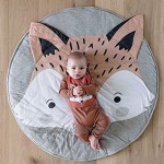 Borlai Tapis de jeu bébé enfant en bas âge dessin animé renard imprimé coussin rampant tapis de sol couverture pour enfants enfants chambre décor cadeau 85 cm