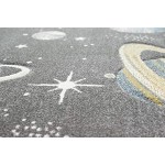 CARPETIA Tapis Enfant étoiles et planètes de l'espace Gris Pastel Größe 140x200 cm