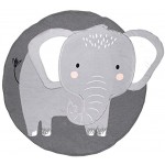 KIKOM Tapis Ramper bébé Tapis de jeu Animaux Coton Rond Tapis Pour Filles Garçons Eveil Enfants Decoration Chambre 90cm L'éléphant