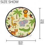 Orediy Tapis rond en mousse souple 92 cm Motif animaux de la jungle Léger Tapis de sol pour chambre d'enfant Tapis de yoga pour salon chambre à coucher