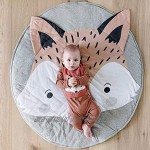 SmallPocket Tapis de jeu rond pour bébé motif de renard mignon tapis rampant doux tapis de rangement jouets organisateur de rangement pour bébé enfants tout-petits diamètre 85 cm