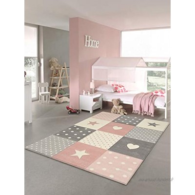 Tapis chambre enfant Etoiles rose 120 x 170 cm