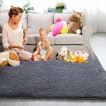 Tapis d'intérieur modernes ultra doux tapis de salon moelleux adaptés aux enfants chambre décor à la maison tapis rectangulaire 80X120cm gris