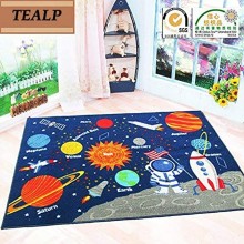 TEALP Planet Carpet Tapis extérieur pour chambre d'enfant Motif espace 100 x 130 cm