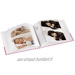 Hama Album photo Moni pour 200 photos au format 10 x 15 cm petit album de taille 22,5 x 22,5 cm album photo bébé de 100 pages blanches ciel élégant pour filles enfants bébés Rose