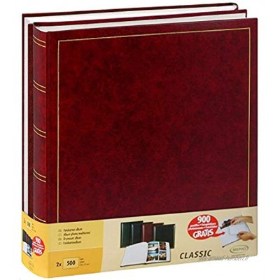 Lot de 2 albums traditionnels jumbo 100 pages pour 500 photos 10x15 Rouge