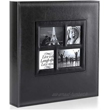 Ywlake Album Photo 600 Pochettes 10x15cm Photos Grand Format Famille Mariage Classique Couverture en Cuir 60 Feuilles 120 Pages Noir