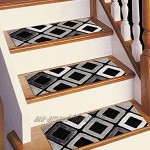 Ahmi Lot de 15 tapis de marches d'escalier 20,3 x 50,8 cm Tapis d'escalier d'intérieur Tapis de protection pour escaliers courts pour personnes âgées enfants et animaux domestiques Facile à nettoyer