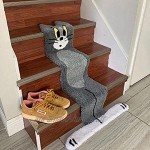 LQPHY Tapis d'escalier Tom and Jerry Tapis d'escalier 2021 Tapis d'escalier antidérapants pour marches en Bois Tapis d'escalier pour Enfants et Chiens 70 * 120 cm Gris