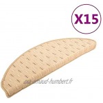 vidaXL 15x Tapis d'Escalier Carpettes de Marches d'Escalier Protecteurs Moquettes Couvre-marches Insonorisants Antidérapants Crème 65x25 cm