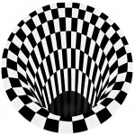 Fltaheroo Tapis de 3D Tapis Rond Trou sans Fond Tapis D'Illusion Optique Paillasson AntidéRapant Noir et Blanc pour PièCe 60 Cm 23.62 Pouces