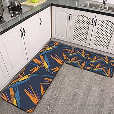 Lot de 2 tapis de cuisine lavables antidérapants pour intérieur ou extérieur Bleu