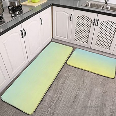 Lot de 2 tapis de cuisine lavables antidérapants pour intérieur ou extérieur bleu et jaune ombré