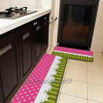 Lot de 2 tapis de cuisine lavables antidérapants pour intérieur ou extérieur Motif à rayures vertes
