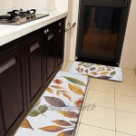 Lot de 2 tapis de cuisine lavables antidérapants pour intérieur ou extérieur Motif feuilles d'automne