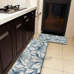 Lot de 2 tapis de cuisine lavables antidérapants pour intérieur ou extérieur Motif fleurs