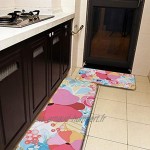 Lot de 2 tapis de cuisine lavables antidérapants pour intérieur ou extérieur Motif floral