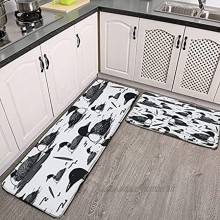 Lot de 2 tapis de cuisine lavables antidérapants pour intérieur ou extérieur Motif lac de Loon