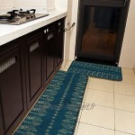 Lot de 2 tapis de cuisine lavables antidérapants pour intérieur ou extérieur plumes de paon bleu sarcelle