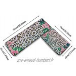 Lot de 2 tapis de cuisine lavables antidérapants pour intérieur ou extérieur rose girly menthe ombré floral paillettes léopard