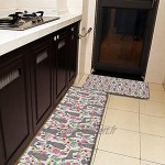 Lot de 2 tapis de cuisine lavables antidérapants pour intérieur ou extérieur Weimaraner floral chien floral blanc cassé