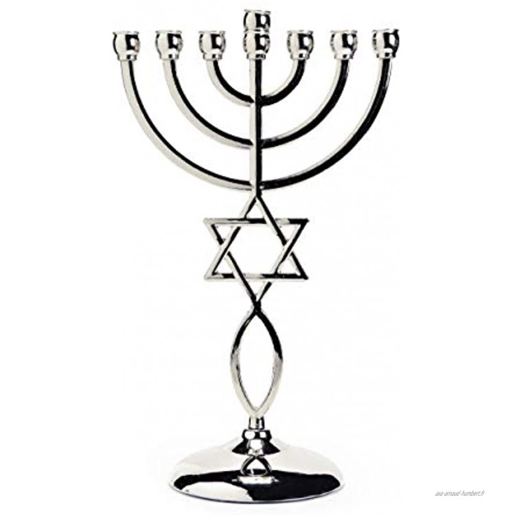 Ananadashop Bougeoir en forme d'étoile de David Judaïque 7 branches Symbole juif d'Israël Menorah