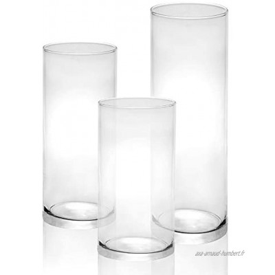 Cylindres en verre pour bougie Ensemble de 3 | Supports assortis pour bougies piliers | Accueil Vases cylindriques | Ensemble de bougeoirs limpides | M&W