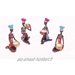 DECO GEMME 4 statuettes Femmes Africaine Assis avec bougeoir ou Pot,Hauteur 16 cm