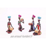 DECO GEMME 4 statuettes Femmes Africaine Assis avec bougeoir ou Pot,Hauteur 16 cm