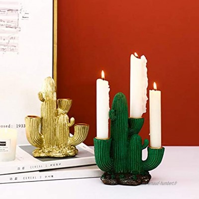 Hosoncovy Chandelier en résine en forme de cactus Bougeoir décoratif en forme de cactus Vert