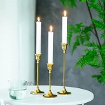Romadedi Bougeoir en métal doré 1 lot 3 bougeoirs décoratifs pour bougies coniques pour cheminée cheminée table de salle à manger décoration d'intérieur