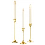 Romadedi Bougeoir en métal doré 1 lot 3 bougeoirs décoratifs pour bougies coniques pour cheminée cheminée table de salle à manger décoration d'intérieur