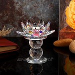 SUMTREE Bougeoir en Verre Chandelier Fleur de Lotus Support pour Bougie décoration Base de Boule Multicolore