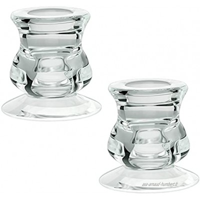 Ymenow Lot de 2 bougeoirs coniques en verre transparent pour décoration de table de mariage ou de maison