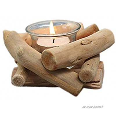 SUPVOX Bougeoir en bois naturel en bois flotté avec support pour bougie et tasse en verre