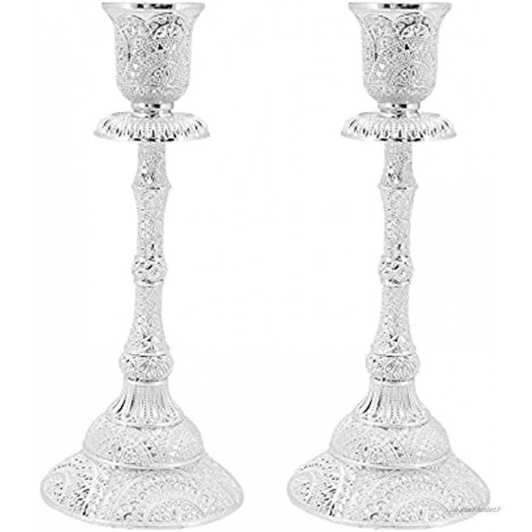 Titulaires de bougies,Silver Gold Chandelettes de chandeliers Ensemble de 2 for salon Ornements de table Centre de table Décoration de la maison Chyang Color : Silver