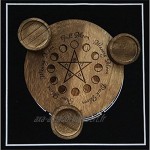 TOOGOO Bougeoir en Bois Plaque D'Astrologie Divination Chandelier Table Ornements D'éNergie Fournitures de Tarot Pentagramme