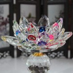 XZANTE Glass Bloc Lotus Fleur Bougeoirs en Métal Feng Shui Décor à La Maison Grand Photophore Bougie Chauffe-Plat Bougeoir Chandeliers-Couleur