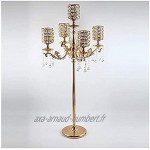 YTNGYTNG Bougeoirs Bougeoirs en Verre 5 Tête Candelabra Crystal Crystal Metal Stand Table de Chambre à Manger décoratif Color : Gold Chain