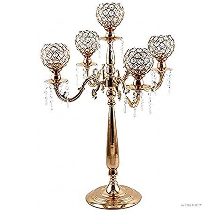 YTNGYTNG Bougeoirs Bougeoirs en Verre 5 Tête Candelabra Crystal Crystal Metal Stand Table de Chambre à Manger décoratif Color : Gold Chain