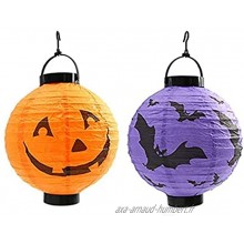 CO Lanternes d'halloween Motif Araignée & Citrouille Deco Maison Halloween（Jaune， Violet ）