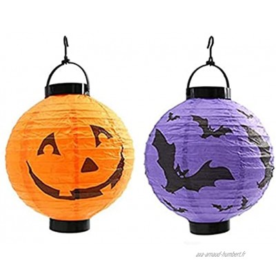 CO Lanternes d'halloween Motif Araignée & Citrouille Deco Maison Halloween（Jaune， Violet ）