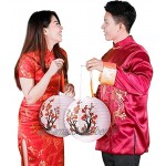 CUHAWUDBA 6 Pack 12 Pouces Rouge Cerisier Fleurs Lanterne en Papier Blanc Rond Chinois Japonais Lampe en Papier pour la DéCoration de FêTe de Mariage